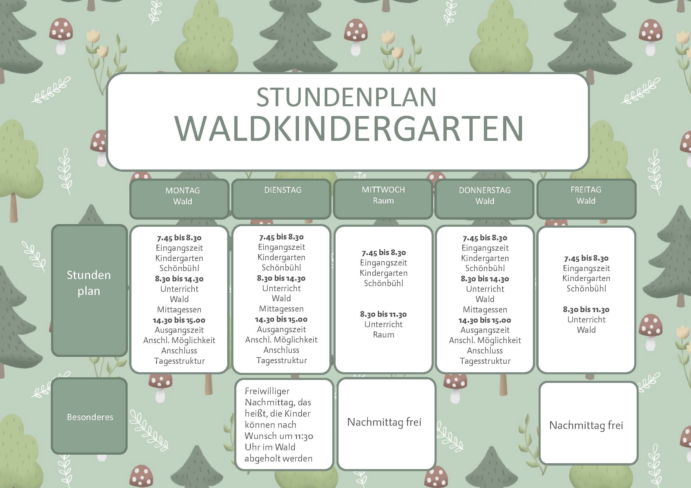 Stundeplan Waldkindergarten Eschen